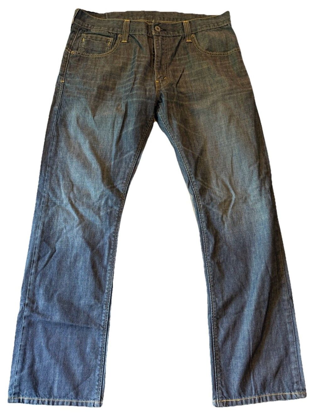 Levis 514 Jeans Mens 36x32 Blue Dark Wash Denim Slim Straight Zipper Pocket